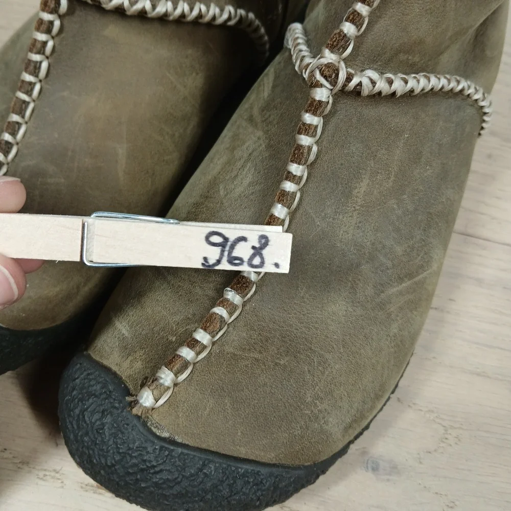 Keen Winter Boots Women 6 Olive Brown Leather Faux Fur Shearling Toggle Zip Tall